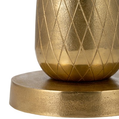 Gold Pineapple 24" Round Metal Side Table