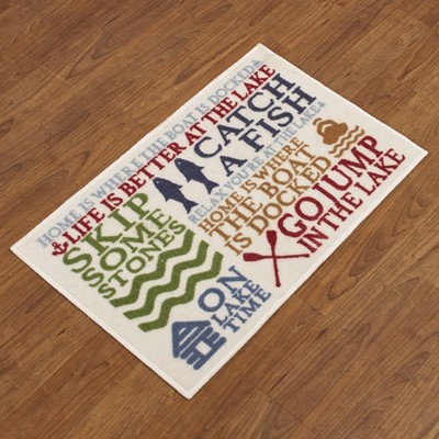 Lakeside Lake Words Cabin Retreat Bathroom and Shower Rug with Nonslip Backing