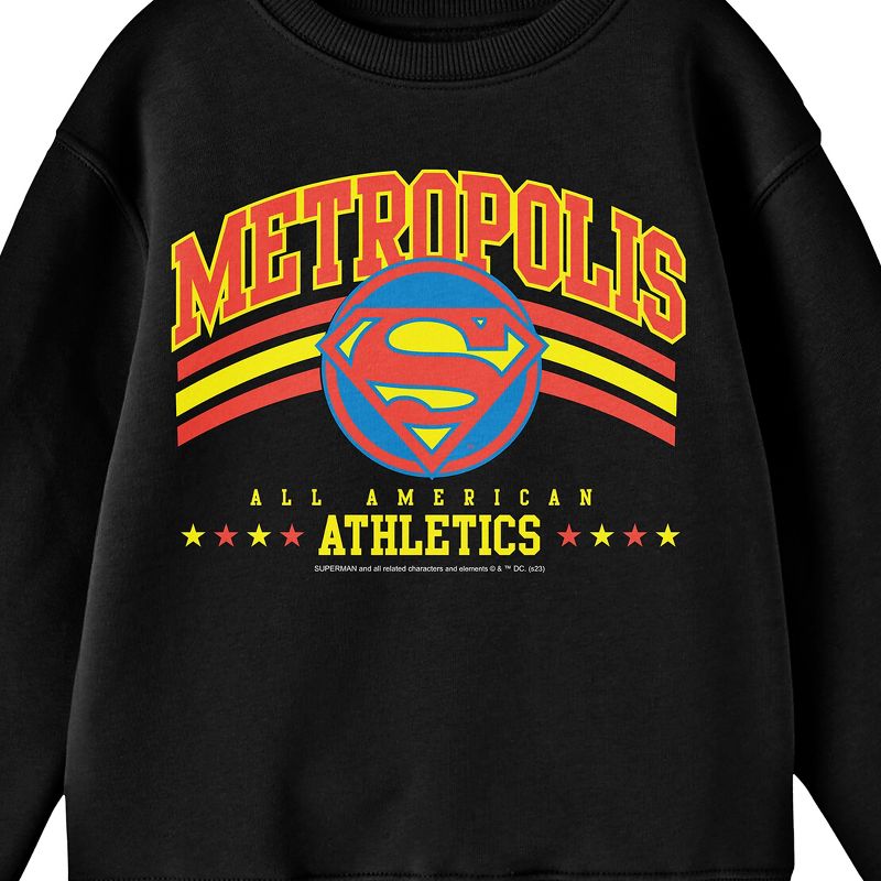 Superman Metropolis All American Athletics Crew Neck Long Sleeve Black Youth Tee, 2 of 3