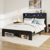 CAVINAS Queen/King Bed Frame,Wood Bed Frame with Storage LED Headboard and 2 USB,Large Under Bed Storage,Platform Bed No Box Spring Required - 2 of 4