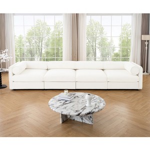 DOMETOUR Modular 4-Seat Sectional Sofa with Storage, Cylindrical Backrest & Armrests, Deep Comfortable Seating, White - 1 of 4