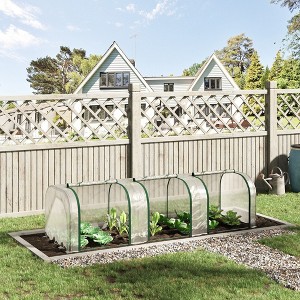 CAVINAS 6'x 3' Galvanized Raised Garden Bed with Mini PVC Greenhouse Cover Garden Sheds with Roll-Up Windows - 1 of 4