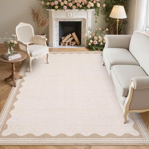 Modern Bordered Rugs for Living Room Washable Rug Non Slip Low Pile Carpet Foldable Non Shedding Stain Resistant Floor Cover for Bedroom Nursery - 1 of 4