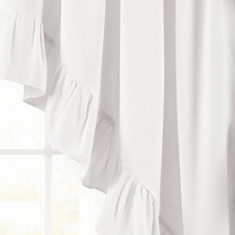 2pk 34&#34;x38&#34; Linen Ruffle Curtain Panels White - Lush D&#233;cor, 4 of 7
