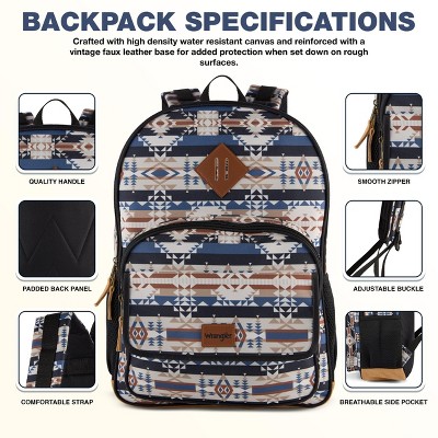 Wrangler Serape Blanket Backpack for Men & Women, Classic Casual Daypack for Travel with Padded Laptop Sleeve — фото 3