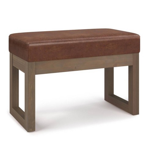 Small Madison Footstool Ottoman Bench Distressed Saddle Brown - WyndenHall