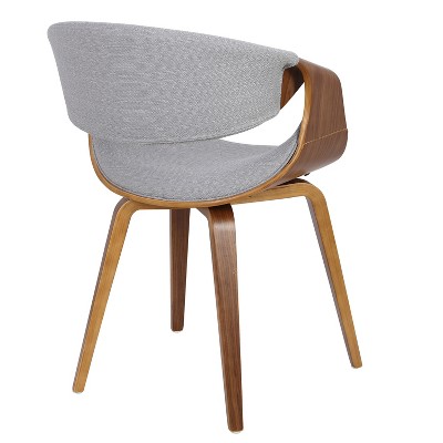 Curvo 22'' Walnut and Grey Contemporary Upholstered Side Chair