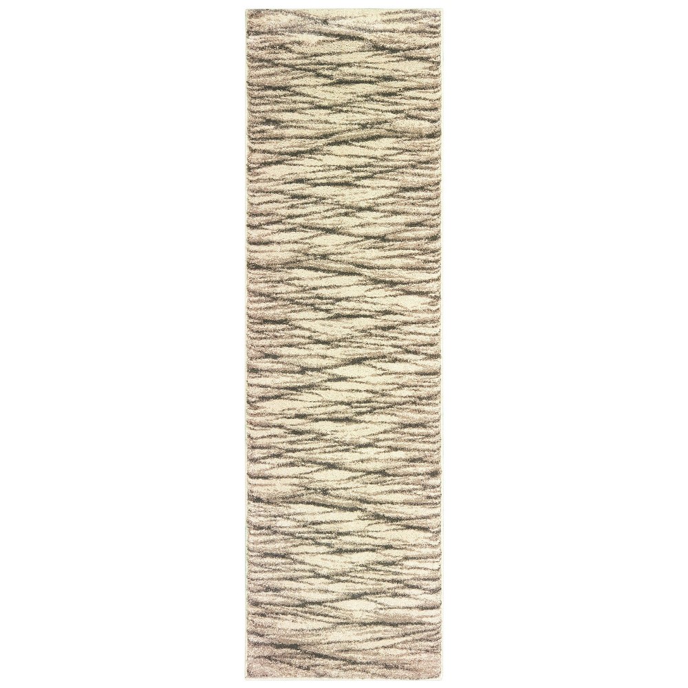 Photos - Area Rug 2'3"x7'6" Runner Camryn Sandstone Layers Rug Ivory/Sand - Captiv8e Designs