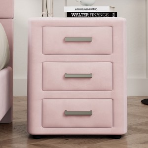 TIRAMISUBEST Velvet Nightstand Bedside Table with 3 Drawers - 1 of 4