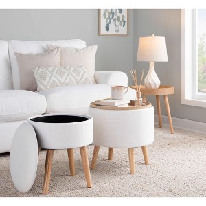 NicBex Round Polyester Storage Ottoman Bench,Storage Ottoman with Removable Lids and Matching Stool,Modern Storage Bench for Living Room,Bedroom - 1 of 4