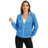 Anna-Kaci Women's Hooded Sequin Jacket with Front Zipper Closure and Ribbed Trim - Small, Blue - 2 of 4