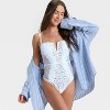 Women's Crochet Lace V-Wire Lingerie Bodysuit - Auden™ White - 3 of 4