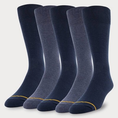 Signature Gold by GOLDTOE Men's Flatknit Crew Socks 5pk - Navy