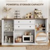 Farmhouse 58" Sideboard Buffet Cabinet with 2 Drawers and 4 Grooved Barn Doors, Wood Coffee Bar Buffet Table for Kitchen - 4 of 4