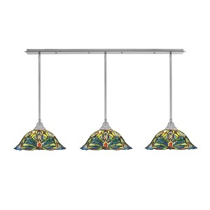 Toltec Lighting Any 3 - Light Chandelier in  Brushed Nickel with 19" Kaleidoscope Art Glass Shade - 1 of 1
