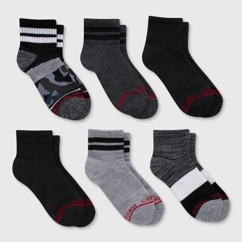 Hanes Boys&#39; Originals 6pk Ankle Socks, 1 of 4