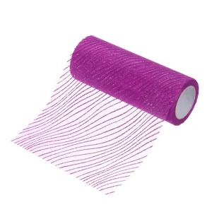 Unique Bargains Sheer Nylon Glitters Wave Mesh Decorative Ribbon Trim 6 Inch 10 Yards - 1 of 4