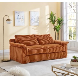 Sapphtopaz 74" Corduroy Couches for Living Room 2-Seater Sofa with Removable Backrests & Cushions Sofa Bed with 2 Pillows Couch for Small Spaces - 1 of 4
