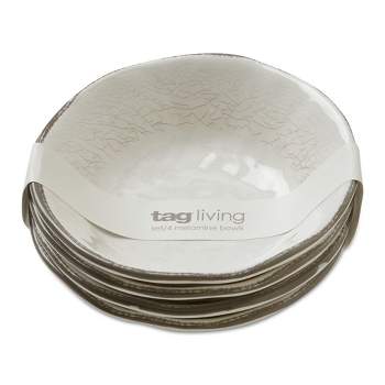 tagltd 10oz. 7 in. Veranda Cracked Glazed Solid Wavy Edge Melamine Serving Bowls 4 pc Dishwasher Safe Indoor Outdoor