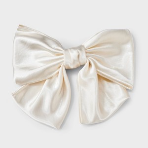 Satin Bow Hair Barrette - A New Day™ Ivory - 1 of 2