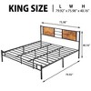 VECELO Full/Queen/King Size Bed Frame with Wooden Headboard, Metal Bed Platform No Box Spring Needed with Heavy Duty Steel Slat, Brown - 3 of 4