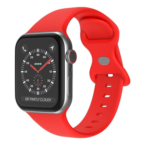Link Apple Watch Compatible Soft Silicone Sport Band Waterproof Mens Womens  For Series SE 7 6 5 4 3 2 1 - 42/44/45mm - Red