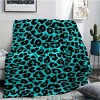 Luxurious Blue and Black Leopard Print Blanket, Cozy Polyester Throw for All Seasons, Ideal for Home Decor, Travel, Christmas Gift. - 2 of 4