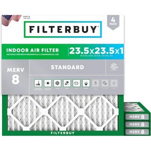 Filterbuy 23.5x23.5x1 Air Filter (4-Pack), Pleated MERV 8 Dust Defense Replacement HVAC AC Furnace Filters (Actual Size: 23.38 x 23.38 x 0.75) - 1 of 4