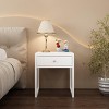 INFURNIC Nightstands Modern Minimalist White Nightstand with Drawer and Wood Knob for Bedroom Storage, White, 19.69"*17.72"*22.5" - 2 of 4