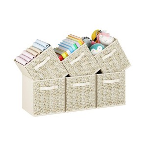 Vtec Trading Beige Woven Patterned Storage Cubes SET OF 6 - 1 of 3