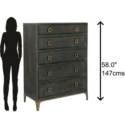 Transitional Edgewater Brown 5-Drawer Dresser with Soft Close & Metal Base