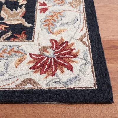 Chelsea Black Floral Hand-Knotted Wool Area Rug