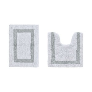 Hotel 2 PC Bath Rug 100% Premium Cotton Tufted Weave Two Tone Reversible Bathroom Rug, Super Soft Absorbent, Machine Washable Bath Mat - 1 of 4