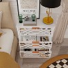 Famapy White 3 Drawers Mirrored Paint Nightstand Modern Bedside Table - 3 of 4