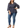 Agnes Orinda Women's Plus Size V Neck 3/4 Sleeve Boho Striped Peplum Babydoll Blouses - 2 of 4