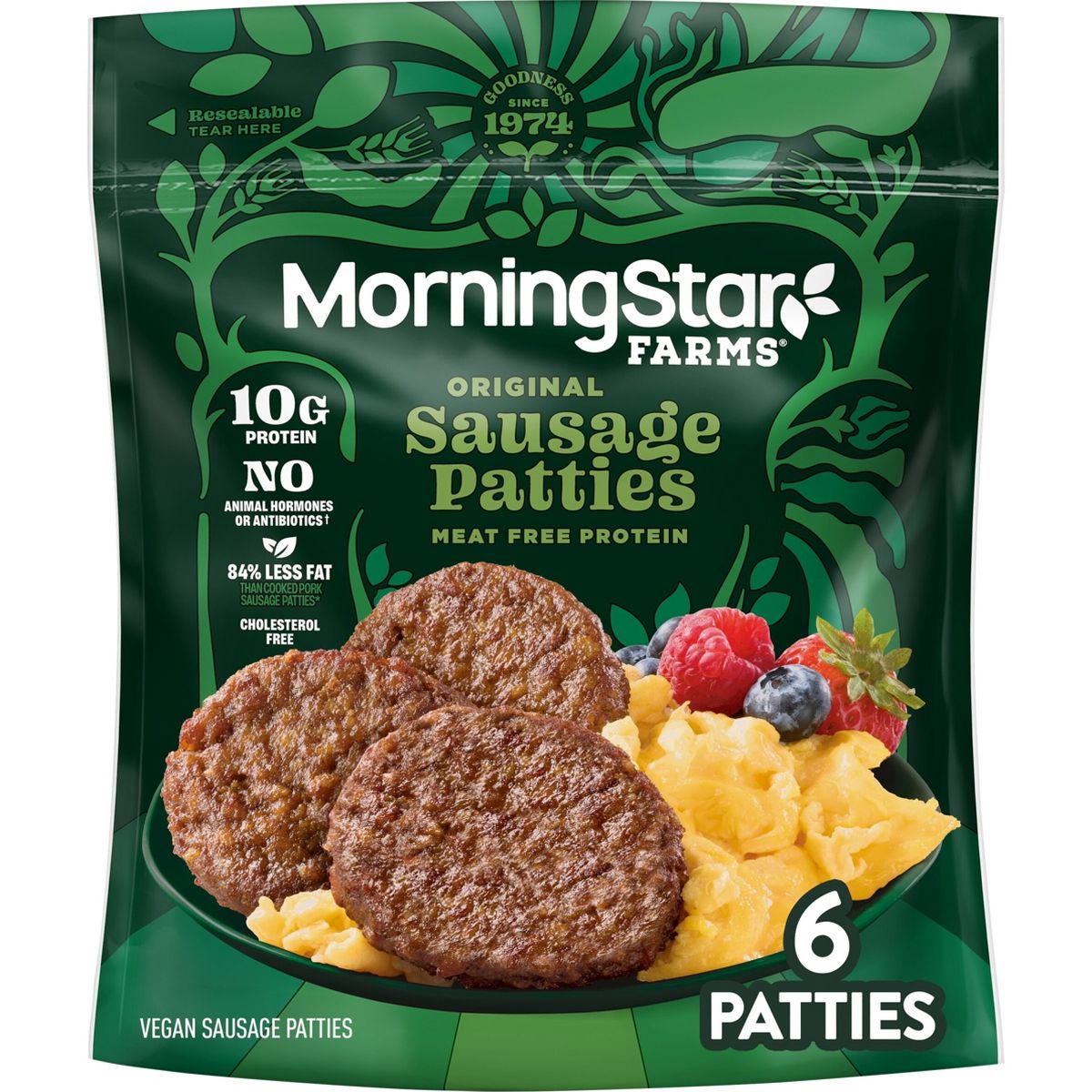MorningStar Farms Veggie Frozen Breakfast Plant-Based Sausage Patties Original - 8oz/6ct