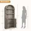 Coolmee Wooden Bookcase with Doors, 71.65 inch Tall Arched Bookshelf, Farmhouse Cabinet with Shelves for Home Office, Living Room - 2 of 4