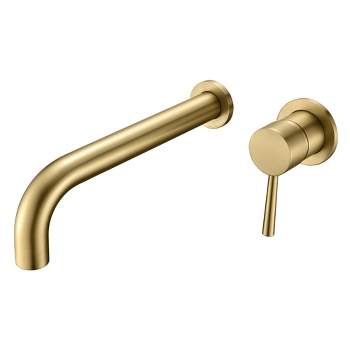 Sumerain Wall Mount Bath Tub Faucet Brushed Gold Tub Filler Extra Long Spout with High Flow Rate