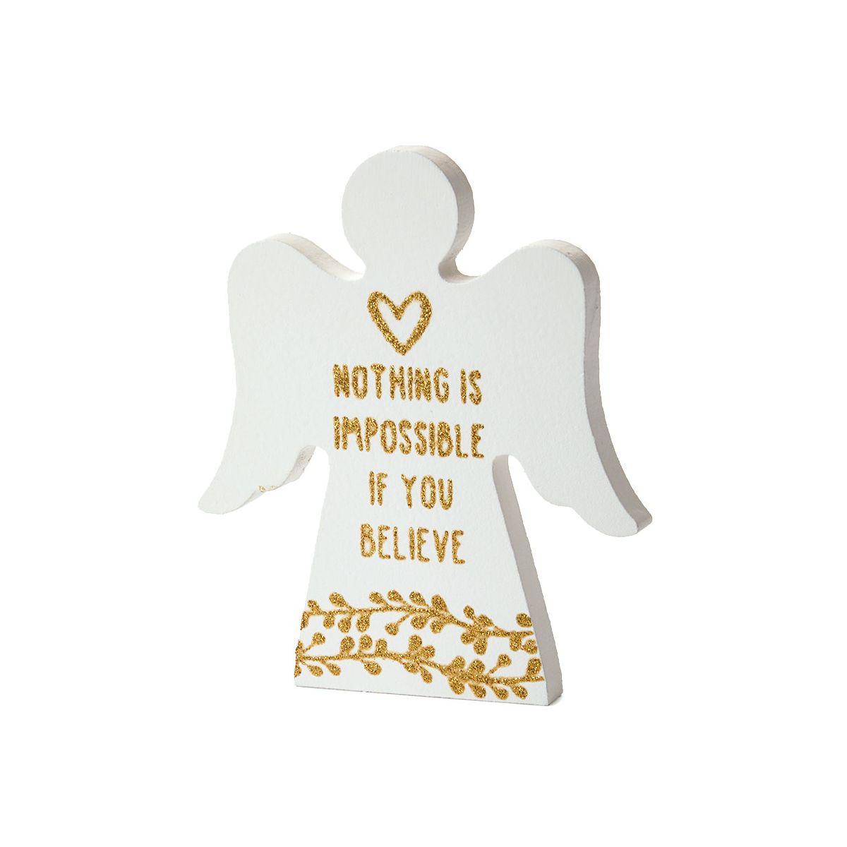 The Lakeside Collection Angel Wooden Block Sign With Gold Sentiment -