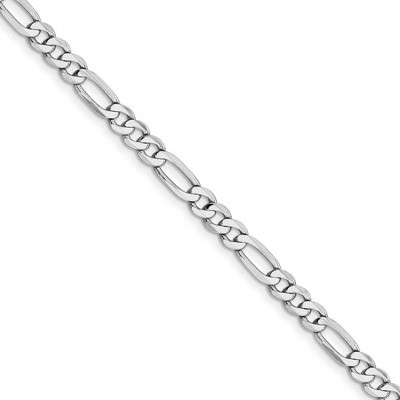 Black Bow Jewelry 4.5mm, 14k White Gold, Flat Figaro Chain Necklace