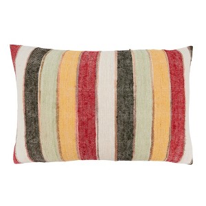 Saro Lifestyle Colorful Delight Striped Down Filled Throw Pillow, Multicolored, 16"x24" - 1 of 3