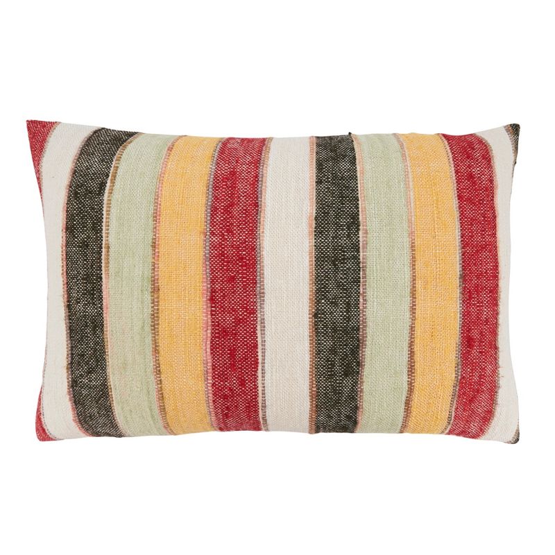 Saro Lifestyle Colorful Delight Striped Poly Filled Throw Pillow, Multicolored, 16"x24", 1 of 4