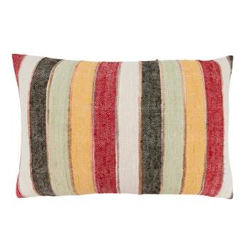 Saro Lifestyle Colorful Delight Striped Poly Filled Throw Pillow, Multicolored, 16"x24"
