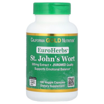 California Gold Nutrition EuroHerbs, St. John's Wort Extract, Euromed Quality, 300 mg, 180 Veggie Capsules