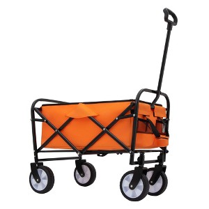 NAYSAYE Wagons Collapsible Utility Cart with Dual Layer Design and Liner Set for Outdoors, Orange, 25.98"*17.32"*37.4" - 1 of 4