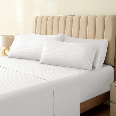 LuxClub 4-7 PC Microfiber Striped Performance Sheet Set, Soft Cooling Eco-Friendly Bed Sheets with 18in Deep Pockets