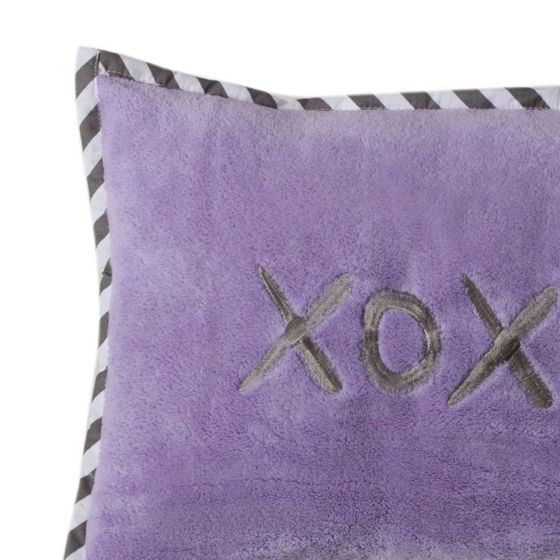 Bacati - Love Grey/Lilac Throw Pillow, 3 of 6