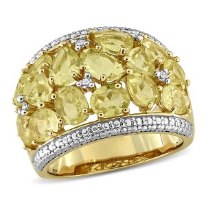EVERLY JEWELRY | Yellow Plated Sterling Silver 0.07 CT TW Diamond And 6 CT TGW Lemon Quartz Fashion Ring - 1 of 4