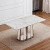 Modern Dining Table for 6 People,70'' Rectangle Faux Marble Table with Mirrored Stainless Steel Base - Maison Boucle - 2 of 4