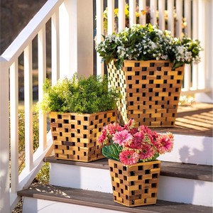 Evergreen Recycled Wood Planter Set of 3 - 1 of 4